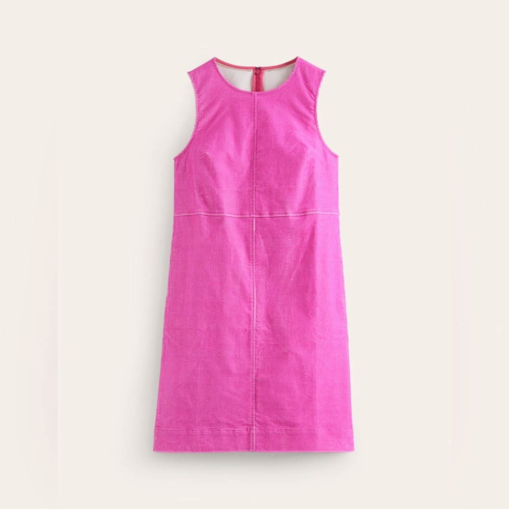 Boden Pia Cord Shift Vibrant Pink Dress Sz 8 Barbiecore Mini Sleeveless Textured - Picture 6 of 11
